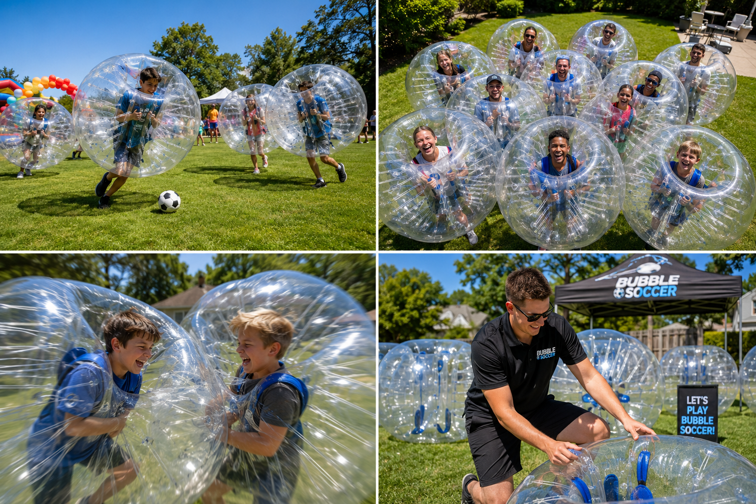 Kids crashing in bubble balls