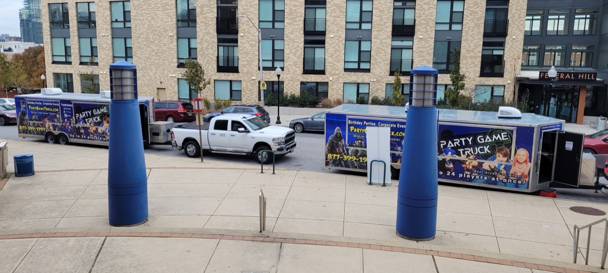 Two trucks city